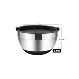1/6PCS Silicone Bottom Thickened with Lid Cooking Basin Stainless Steel Egg Beating Basin Salad Mixing Basin Kitchen Baking