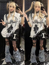 Harajuku Y2k Tops Japanese Tshirts for Women Summer Tees Streetwear Anime Print Camisetas Casual Fashion T Shirt 2025 Ropa Mujer