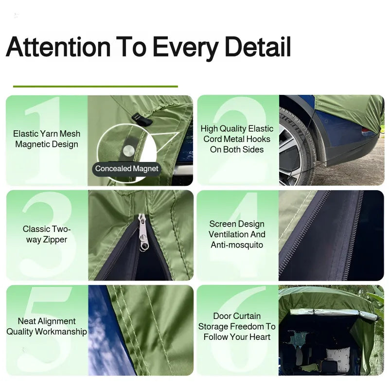 Car Tail Tent Canopy Off-road Camping Picnic Leisure Outdoor Car Tent Sunscreen Waterproof Simple Installation and Storage