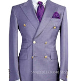 Solid Blazer for Men Peak Lapel Double Breasted Dinner Prom Jacket Elegant Smoking Slim Fit Suit Coat for Wedding/Business