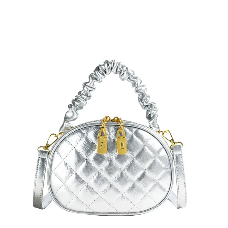 2025 New! Stylish Quilted Embroidery Bags for Women. Popular Crossbody and Handheld Small Round Bags with High Appearance Level