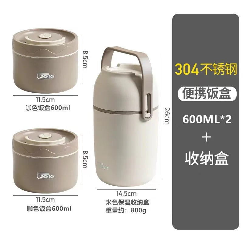 Insulated cooking pot, stackable stainless steel bento box, microwaveable stainless steel container, lunch box
