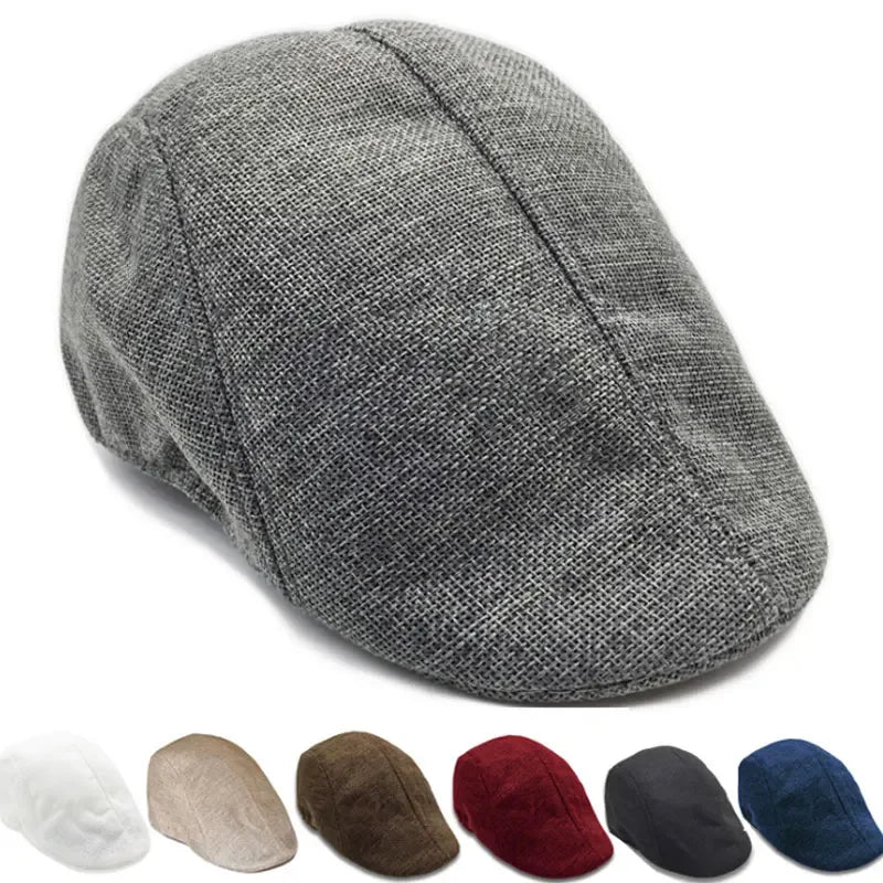 Men Berets Cap British Style 2025 New Autumn Summer Linen Hats Fashion Flat Caps Classic Vintage Gatsby Cabbie Cap Chapeau Homme