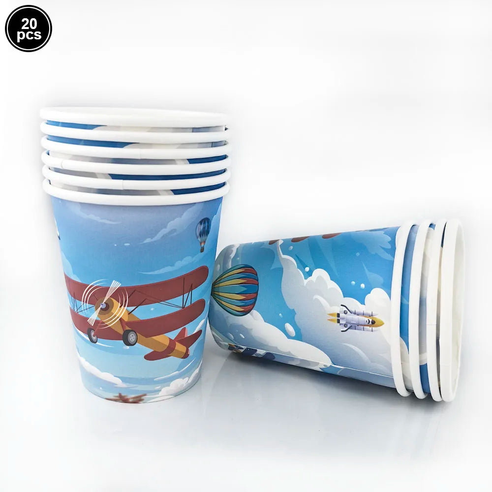 Fighter Plates Airplane Birthday Party Decor Plane Plates Blue Sky Plates Two Fly Paper Plates Napkins Party Supplies for Boys