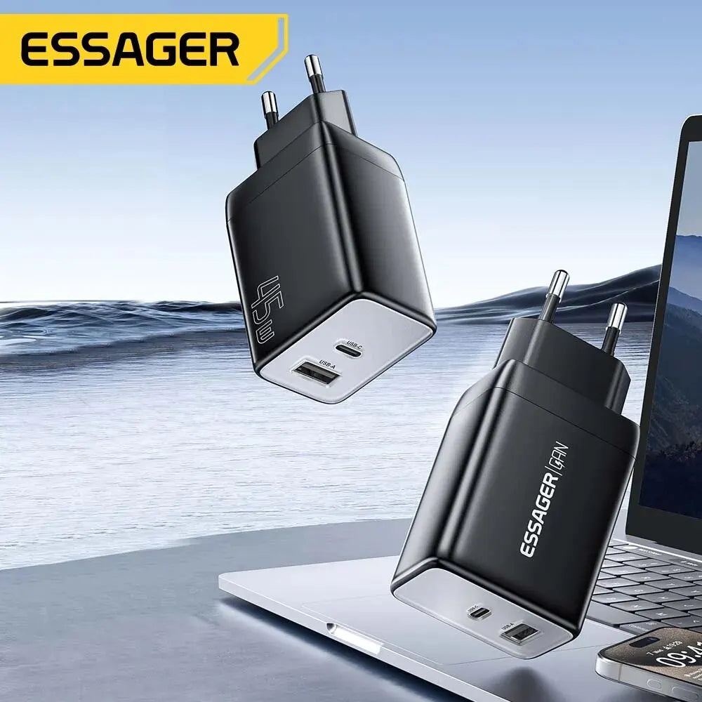 Essager GaN 45W USB Charger Fast Charger PD QC 3.0 USB C Charger Quick Charger For iPhone 14 13 Travel Charger for Samsung S21