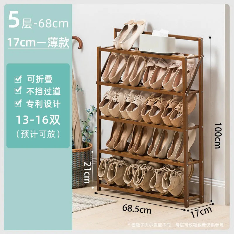 Shoe Racks Organizer Wooden Narrow Shoe Rack Ultra Thin Vertical Shoemakers Space-saving Entrance Shoes Closet Home Furniture