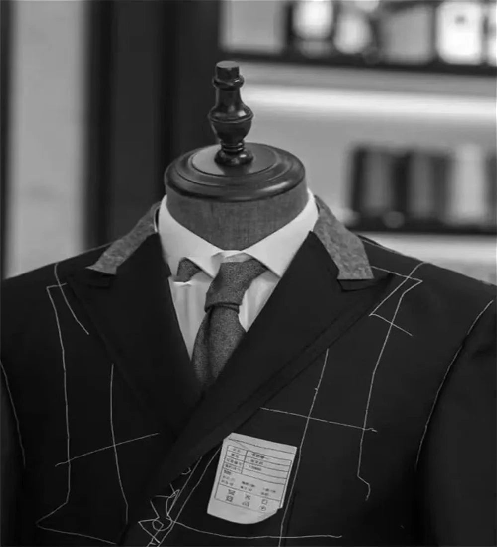Classic White/Black Blazer for Men with Peak Lapel Double Breasted Dinner Jacket Elegant Smoking Suit Coat for Wedding/Business