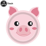 10pcs Farm Animals Party Paper Plates Cock Pig Cow Sheep Disposable Plates Kids Birthday Decor Cartoon Animals Dinnerware Plates