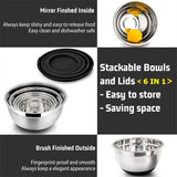 1/6PCS Silicone Bottom Thickened with Lid Cooking Basin Stainless Steel Egg Beating Basin Salad Mixing Basin Kitchen Baking