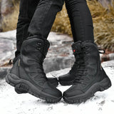 New Warm Plush Snow Boots Lace Up High Top Men's Boots Waterproof Winter Outdoor Boots Anti-Slip Army Work Boots Desert Boots