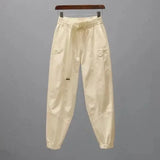 White Pants for Women with Elastic Waistband Loose and Casual Joggers Ankle-Length Leggings with Slimming Effect Harem Pants