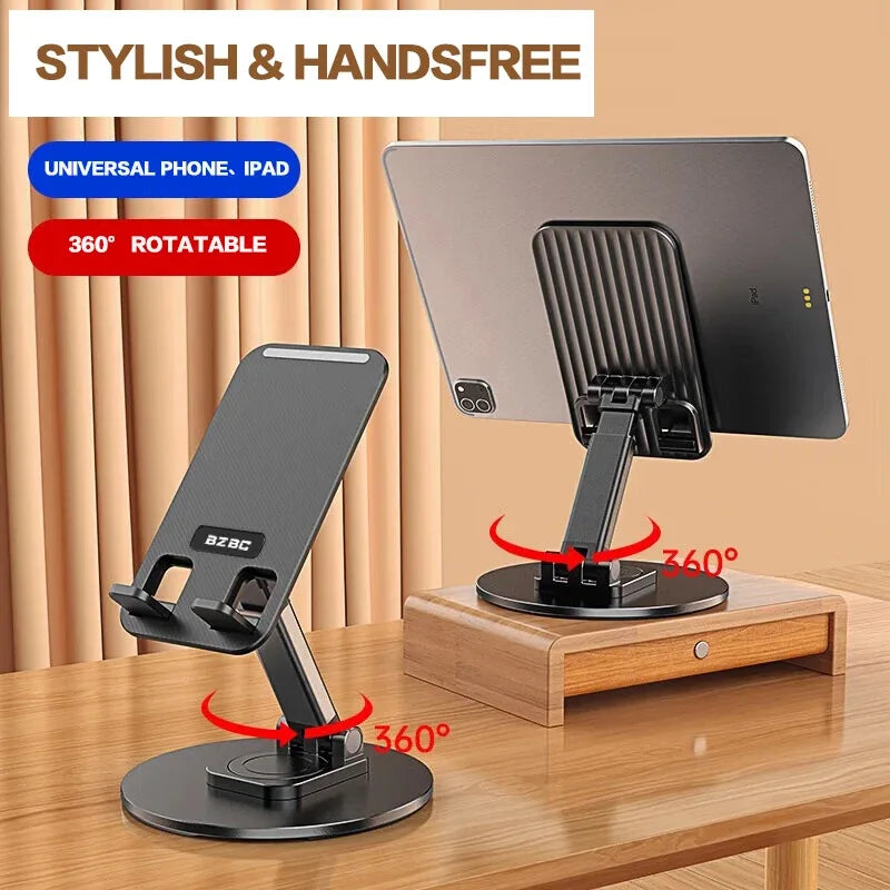 Universal Phone Stand for Desk 360 °   Rotating Multi-Angle Non-Slip Metal Base Foldable Holder for iPhone 13/14/15 pro easyown S