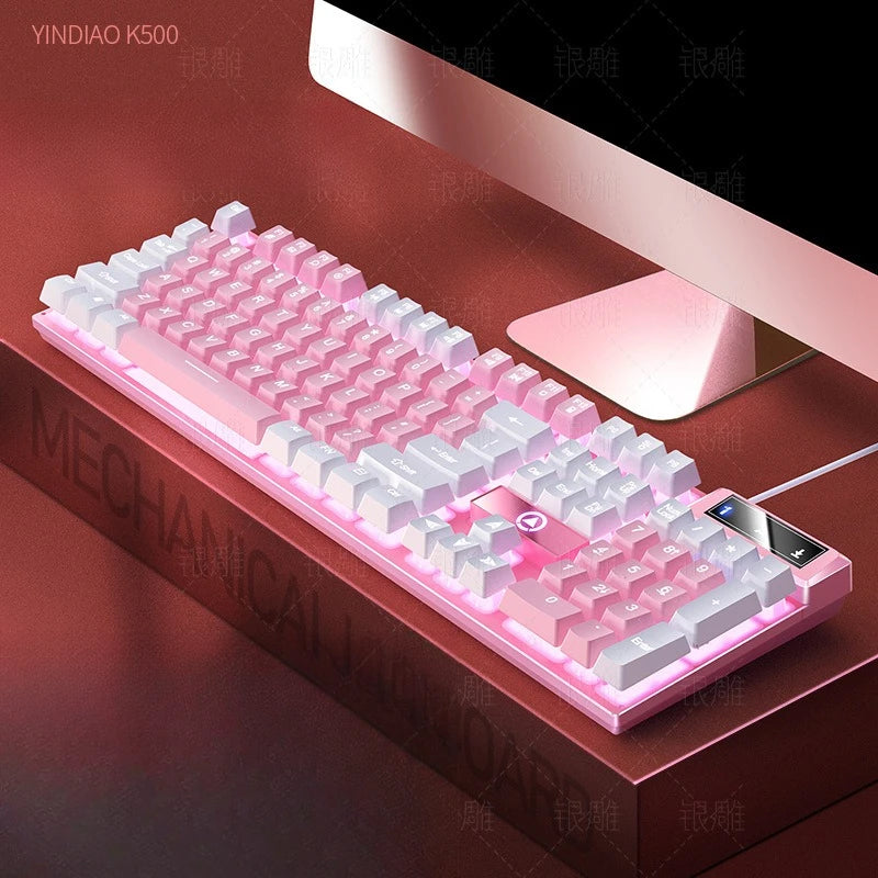 Advanced K500 gaming wired keyboard with color blocking and luminous mechanical feel, desktop computer keyboard