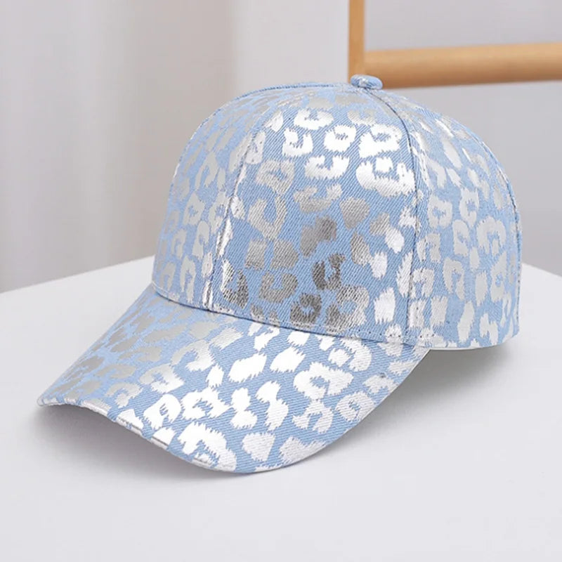 Leopard print baseball cap with gold stamping Outdoor Fishing Lovers Baseball Cap For Men And Women