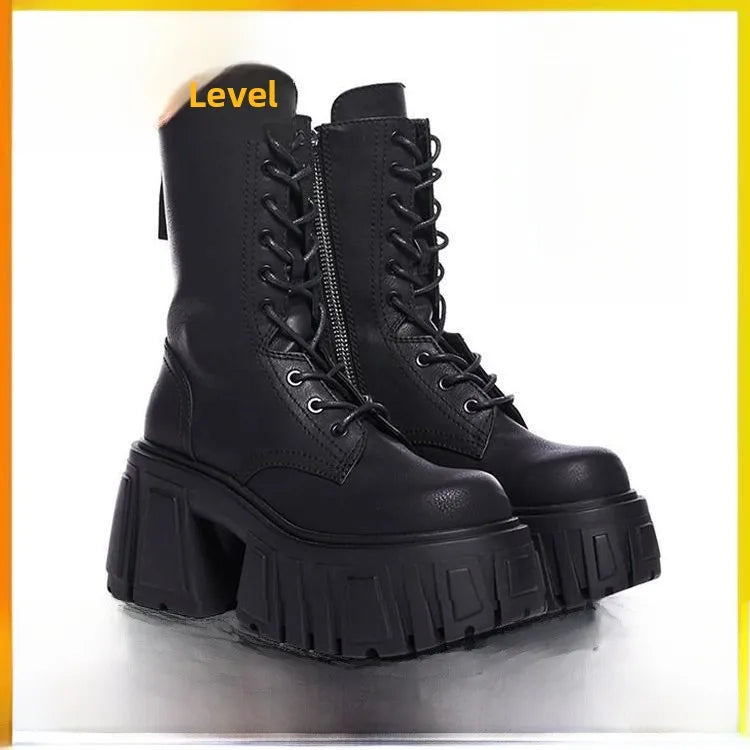 Women's  Boots High Heel Thi Bot ort Boot Fur Lined Leather Upper round Toe Zipper Closure Comfortable Fall Wint...