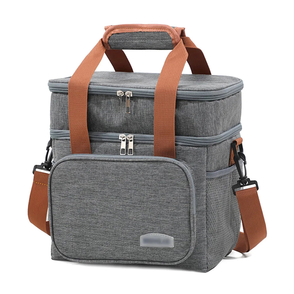 Portable Thermal Lunch Bag Picnic Food Cooler Bags Insulated Case Durable Waterproof Office Lunchbag Shoulder Strap Cooling Box