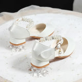 New Girls Shoes Fashion Children's Pearls princess Sandals Bling Summer Sandals Toddler party Breathable Kids Shoes