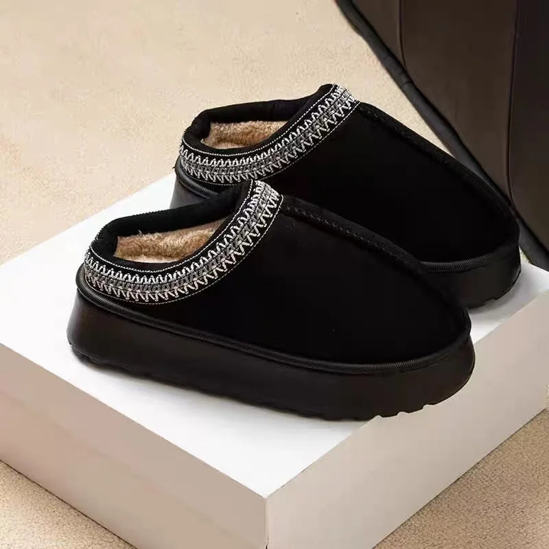 Platform Fluffy Slippers Women/men House Flats Fashion Plush Winter Shoes Ladies Home Elegant Casual Footwear Large Size