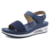 Women Sandals Summer Comfortable Breathable Wedge Sandals Women Casual Sports Sandals Women Rhinestone Face Platform Sandals