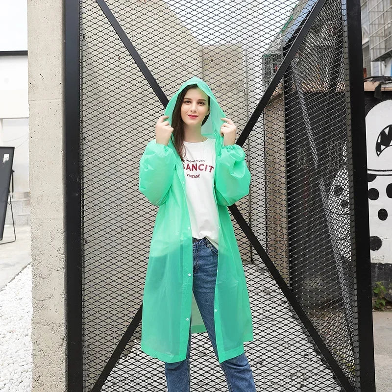 Waterproof Outdoor Rain Gear Unisex Long Transparent Reusable Raincoat Jacket for Men and Women Cycling Hiking