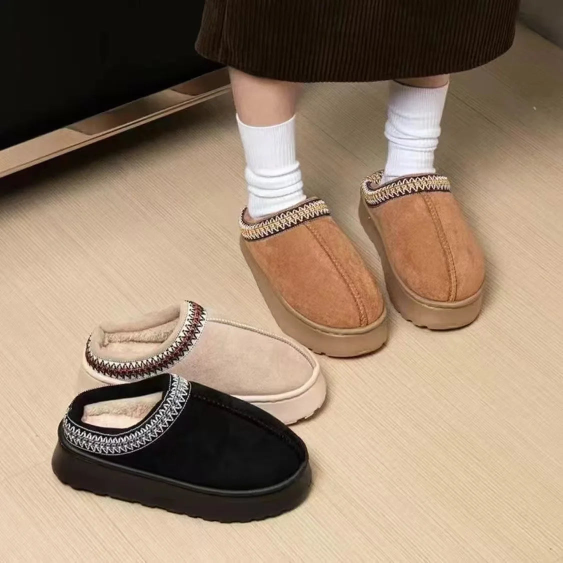 Platform Fluffy Slippers Women/men House Flats Fashion Plush Winter Shoes Ladies Home Elegant Casual Footwear Large Size