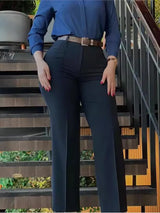 Women's Pants Spring Autumn High Waist Straight Leg Work Pants New Fashion  Solid Long Pants Slim Fit Elegant Pants Female