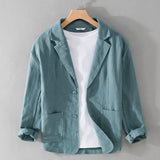 Y803 Spring Autumn Good Quality Linen Blazer For Men Business Casual Solid Color Simple Double Buttons Thin Male Suits Jackets