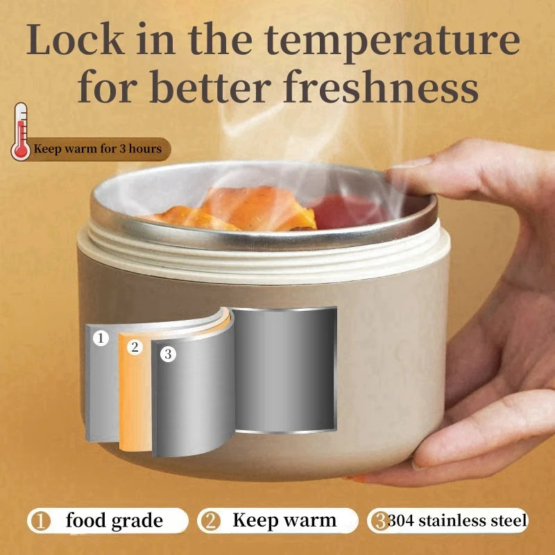 Insulated cooking pot, stackable stainless steel bento box, microwaveable stainless steel container, lunch box