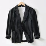Stylish Retro Linen Blazer for Men Casual Business Formal Wear, Youthful and Loose Suit Jacket -70% Linen, 30% Cotton -8 Colors