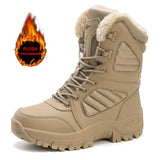 New Warm Plush Snow Boots Men Lace Up Casual High Top Men's Boots Waterproof Winter Boots Anti-Slip Ankle Boots Army Work Boots