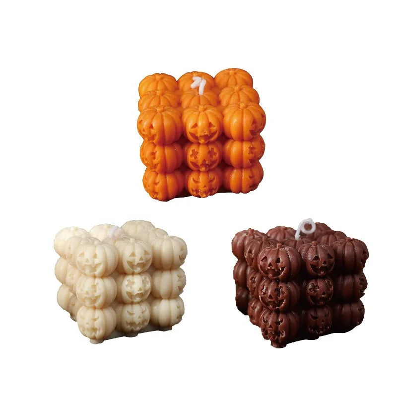 Creative Halloween Orange Beige Pumpkin Aromatherapy Candles Pumpkin Handmade Shaped Candles Halloween Home Decoration Gift