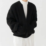 Man Clothes Casual Cardigan Knitted Sweaters for Men Solid Color with Pockets Crewneck Zip-up Round Collar Plain Zipper Order S