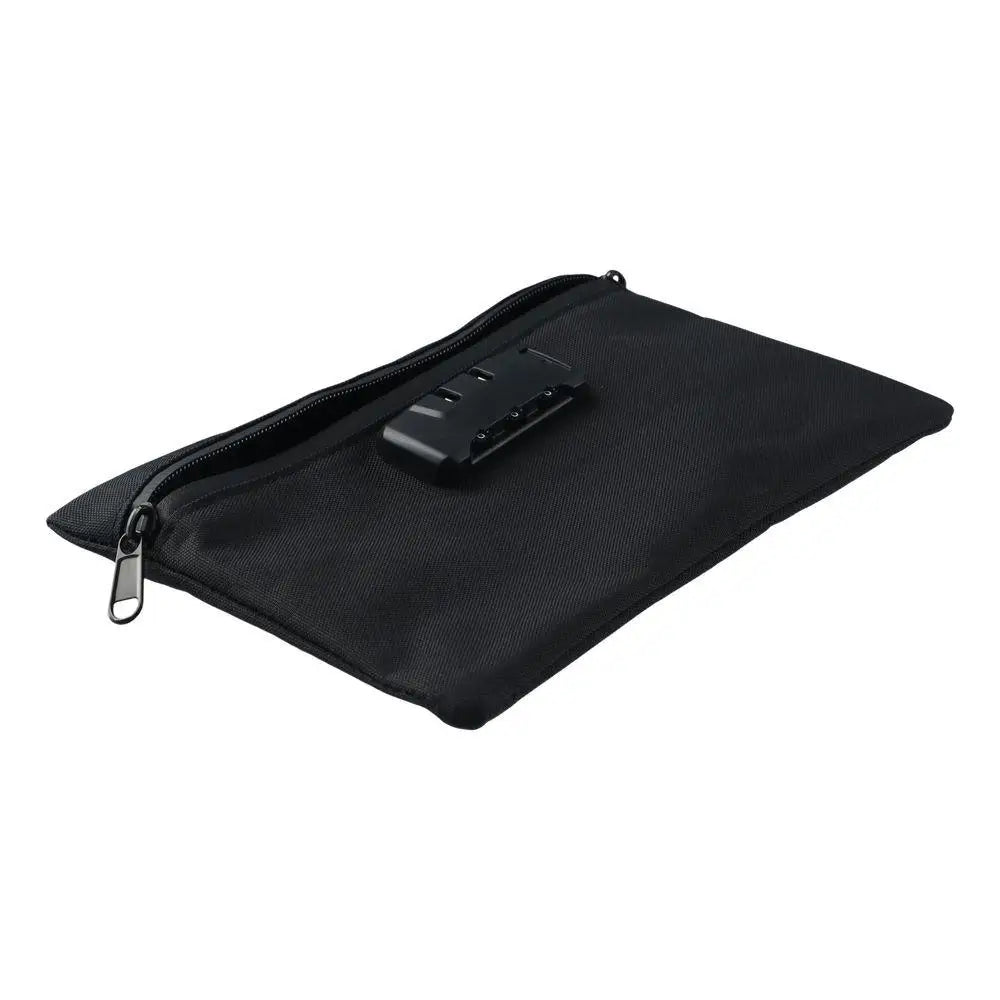 Portable Money Bag With Lock Black Locking Accessories Pouch Security Bag for Cash Combination Lock with Zip Document Bag Travel