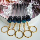 10pcs Disposable Eyelash Brush With Tube Applicator Eyelash Extension Makeup Brush With Keychain Gold Keychain Silver Keychain