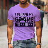 T Shirts for Men Luminous Graphic T Shirts I Paused My Game To Be Here Print T-shirts Gamer Lovers Clothing Hip Hop Streetwear