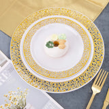 50/25pcs Gold Plastic Plates-7.5inch Disposable Salad/Dessert Plates-Hard Plastic Appetizer Plates Small Cake Plates for Parties