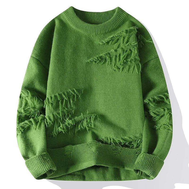 Autumn Winter y2k Sweater Men Retro Hole Fringed Loose Versatile Sweater For Men And Women Knitting Pullovers Sweater Streetwear