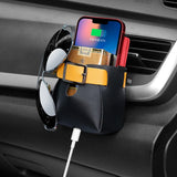 Car Storage Bag Air Vent Dashboard Tidy Hanging Leather Organizer Box Glasses Phone Holder Storage Organizer Car Accessories