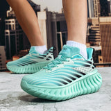 Mens Breathable Bounce Trail Running Shoes Anti-slip Cushioning Outdoor Thick Bottom Running Shoes Couple Sneakers