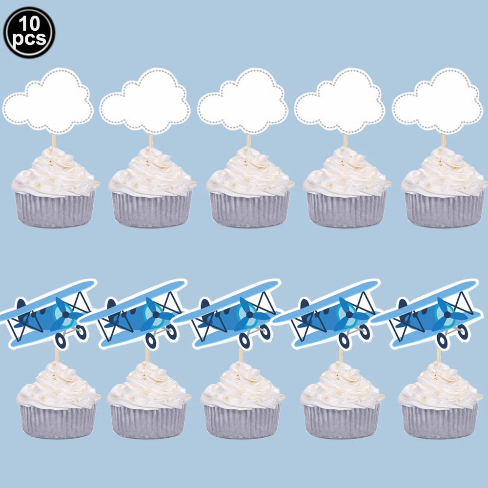 Fighter Plates Airplane Birthday Party Decor Plane Plates Blue Sky Plates Two Fly Paper Plates Napkins Party Supplies for Boys