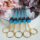 10pcs Disposable Eyelash Brush With Tube Applicator Eyelash Extension Makeup Brush With Keychain Gold Keychain Silver Keychain