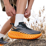 Mens Breathable Bounce Trail Running Shoes Anti-slip Cushioning Outdoor Thick Bottom Running Shoes Couple Sneakers