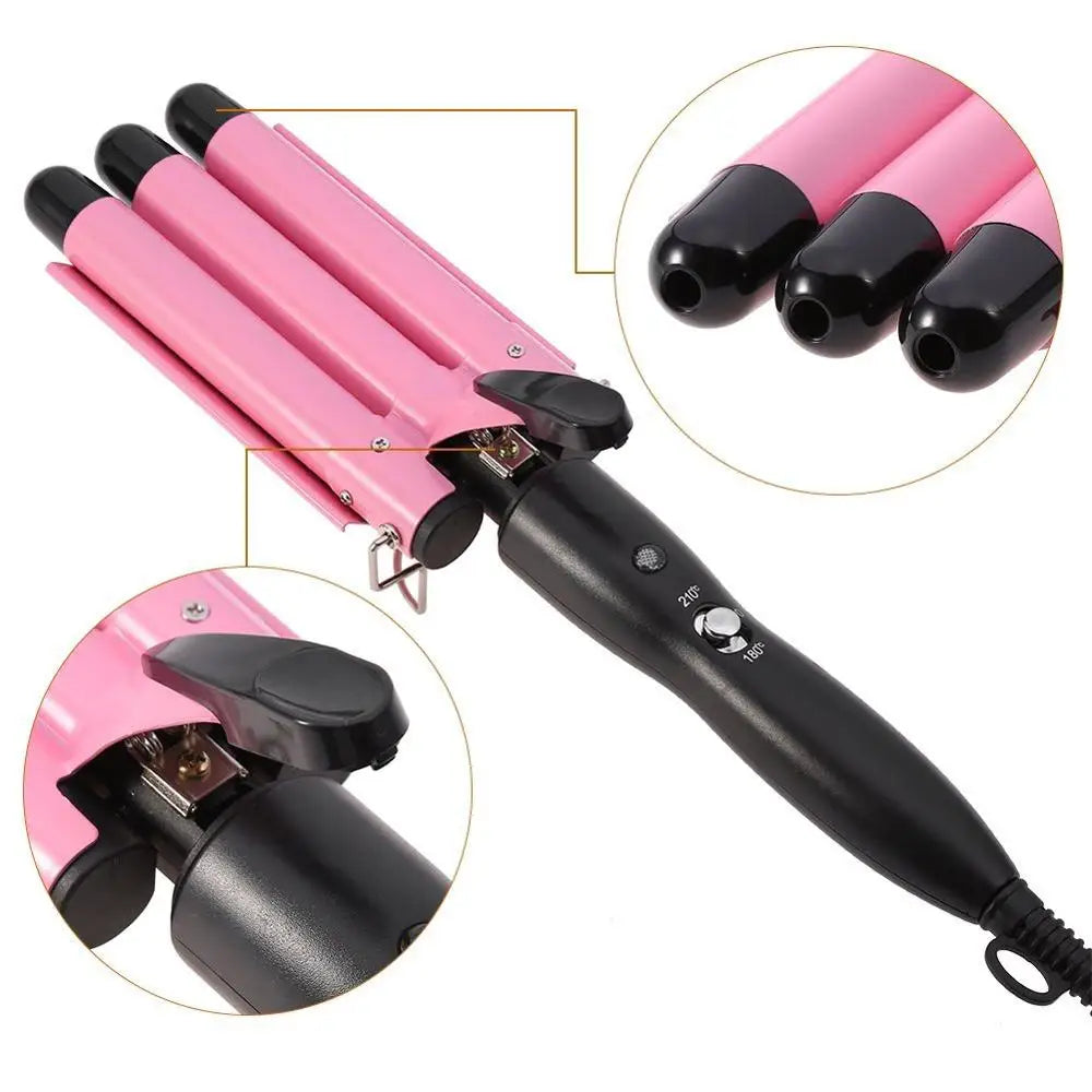 Professional Curling Ceramic Hair Curler Wave Waver Styling Tools Styler Wand Three Barrel Hair Curler Irons Automatic