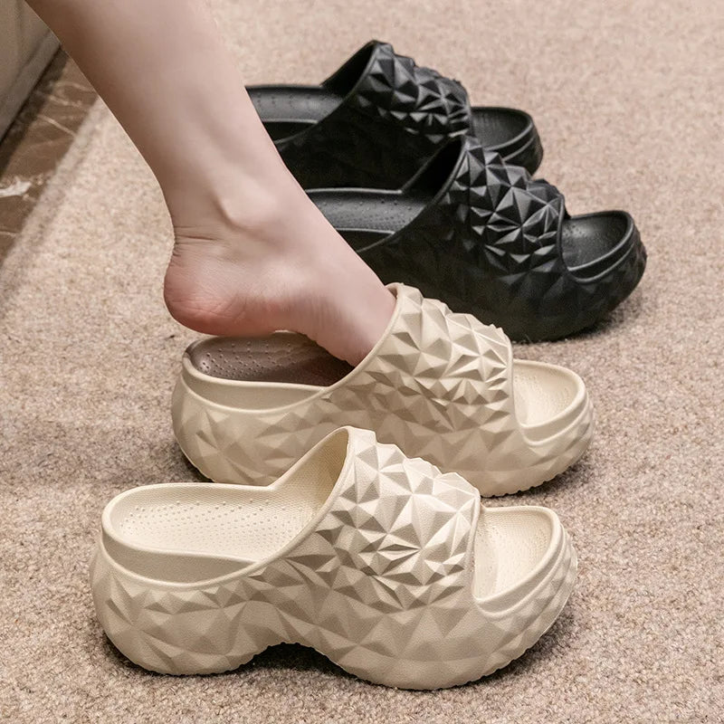 Bebealy Durian Sandals Women Sandals Outdoor Platform Beach Sandals Summer Wear-resistant Pool Sandals Nonslip Cloud Slippers