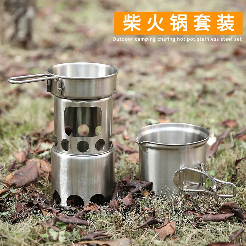 Popular Camping Steel Wood Stove Cooking Pot Optional