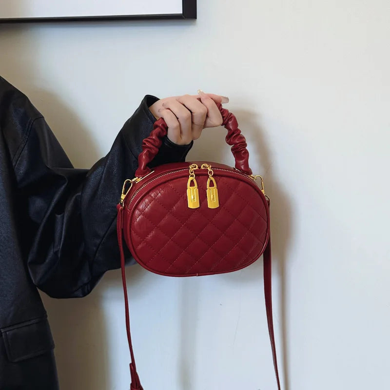 2025 New! Stylish Quilted Embroidery Bags for Women. Popular Crossbody and Handheld Small Round Bags with High Appearance Level