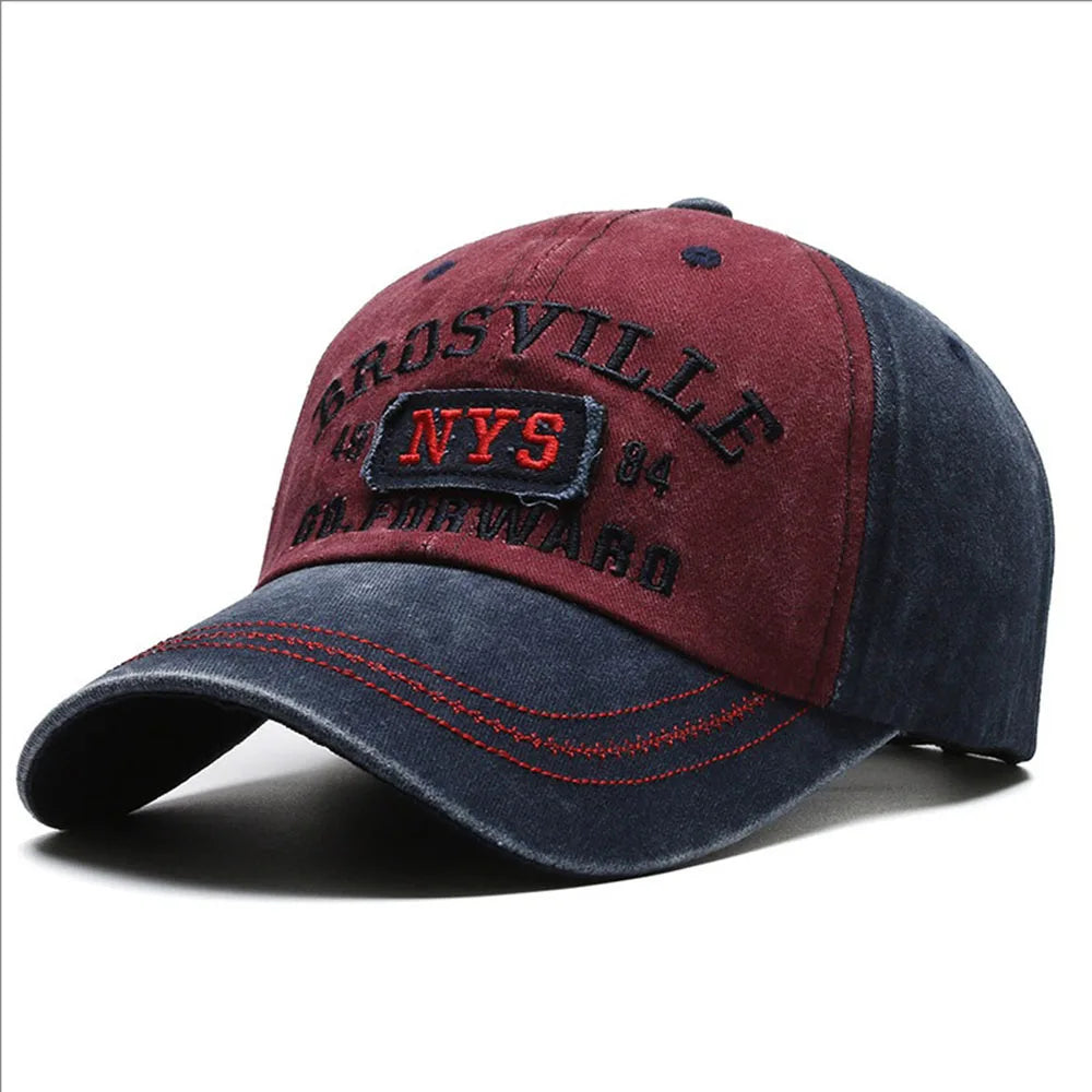 Men's Baseball Cap Casual Do Old Washed Cotton Alphabet Embroidered Caps Curved Roof Dome Sun Protection Hats