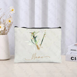 26 letters Flowers Custom Name Printed Makeup Bag Bridesmaid Wedding Makeup Box Gift Organizer Travel perfume Toilet Side Bag