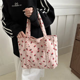 Strawberry Print Shoulder Bags for Women Cute Luxury Design Handbags Casual Tote Bags Sweet Large Shopping Bag Women's Tote Bags