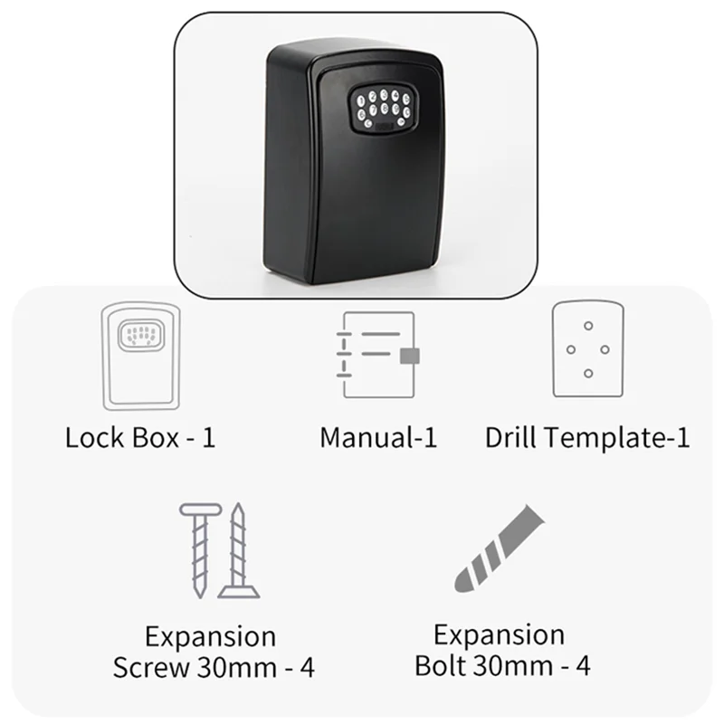 SUNRI-TUYA Smart Key Box Bluetooth Storage Lock Box Smart Life App Wall Mount Security Anti-Theft Lockbox